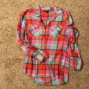 Plaid button down top